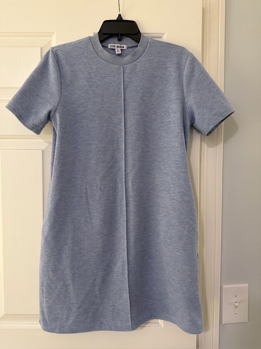 Steve Madden Light Blue Knit Short-Sleeve Dress